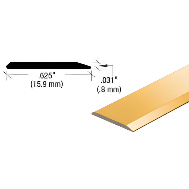 CRL Brite Gold Anodized Aluminum 5/8" Flat Face Mirror Edge Molding