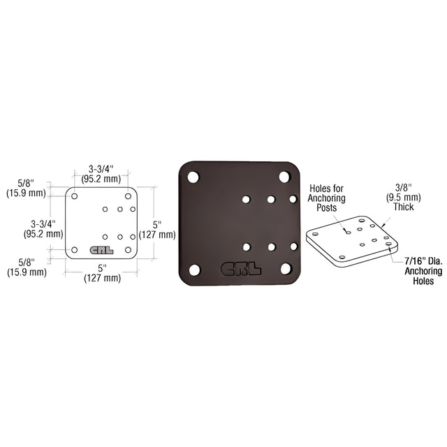CRL Bronze 5" x 5" Offset Base Plate