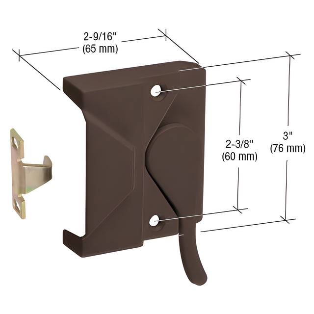 CRL Bronze Left Hand Casement Window Lock 2-3/8" Screw Holes