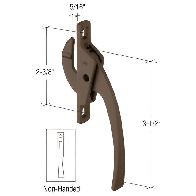 CRL Bronze Straight Casement Window Locking Handle with 2-3/8" Screw Holes