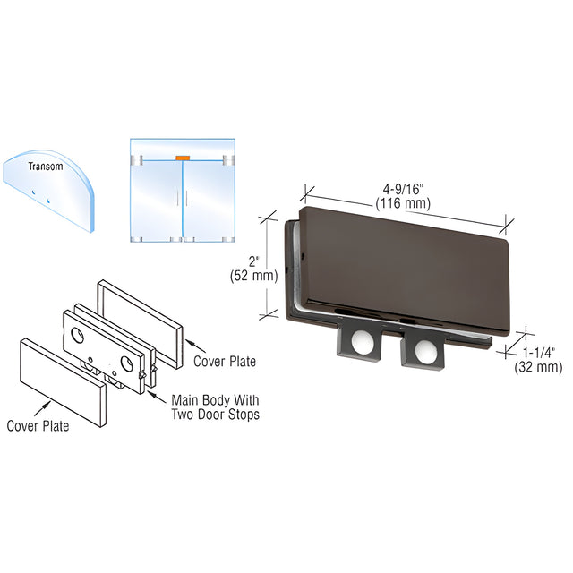 CRL Bronze Transom Mounted Connector With Two Reversible Door Stops