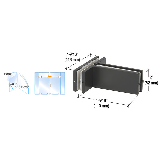 CRL Bronze Transom Mounted Patch Connector With Support Fin Bracket