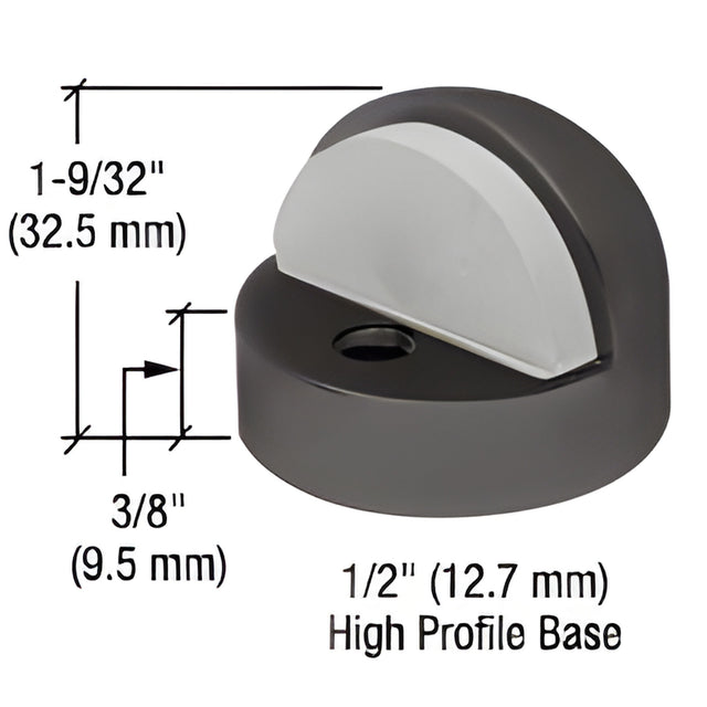 CRL Bronze Zinc Diecast Floor Mounted High Profile 3/8" Base Dome Stop