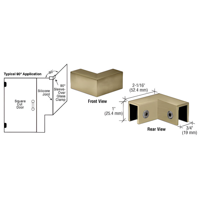 CRL Brushed Bronze 90 Degree "Sleeve Over" Glass Clamp