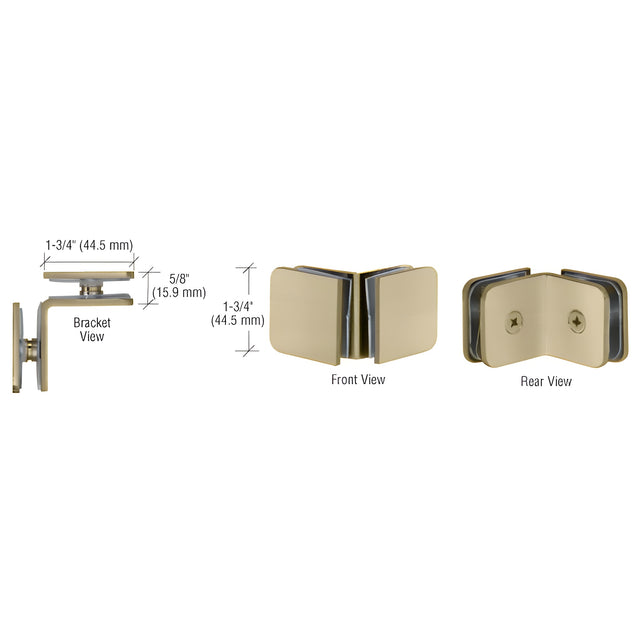 CRL Brushed Bronze 90 Degree Traditional Style Glass-to-Glass Clamp