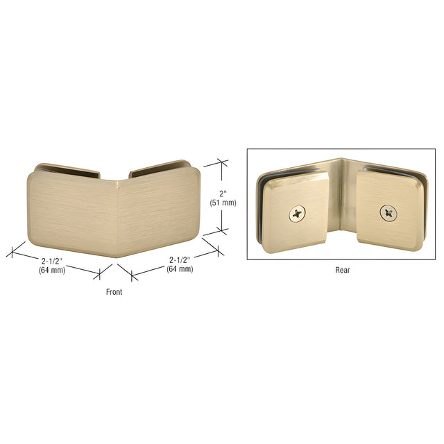 CRL Brushed Bronze Beveled 135º Glass-to-Glass Clamp