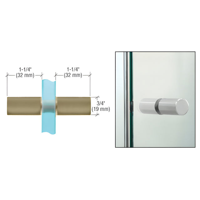 CRL Brushed Bronze Cylinder Style Back-to-Back Shower Door Knobs
