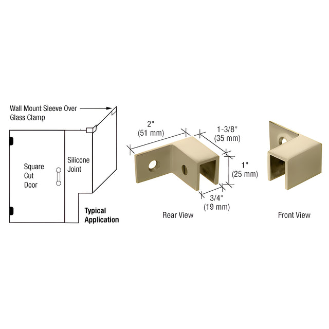 CRL Brushed Bronze Right Hand "Sleeve Over" Wall Mount Glass Clamp