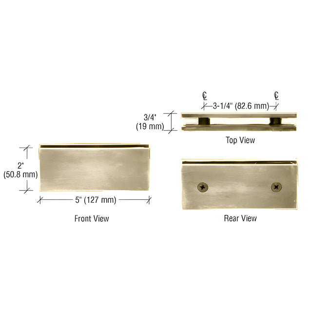 CRL Brushed Bronze Square 180 Degree Glass-to-Glass Clamp