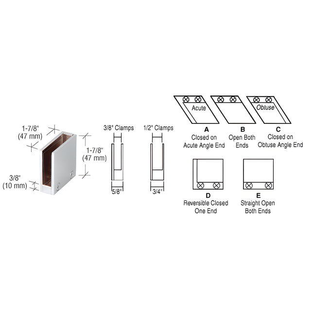 CRL Brushed Nickel 1/2" 90 Degree Straight End Clamp Type "D" Stair and Walkway Railings