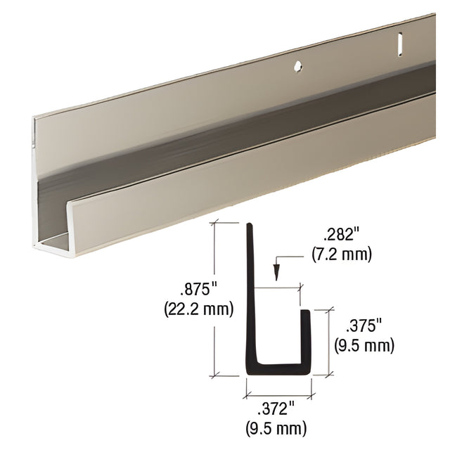 CRL Brushed Nickel 1/4" Standard Aluminum "J" Channel