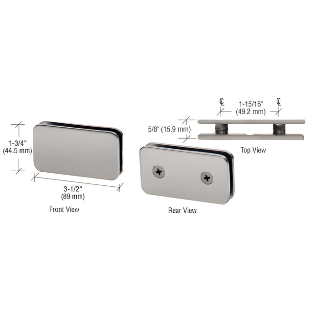 CRL Brushed Nickel 180 Degree Traditional Style Double Stud Glass Clamp