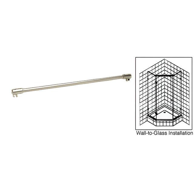 CRL Brushed Nickel 39" Sleeve-Over Glass-To-Glass Support Bar for 3/8" to 1/2" Thick Glass