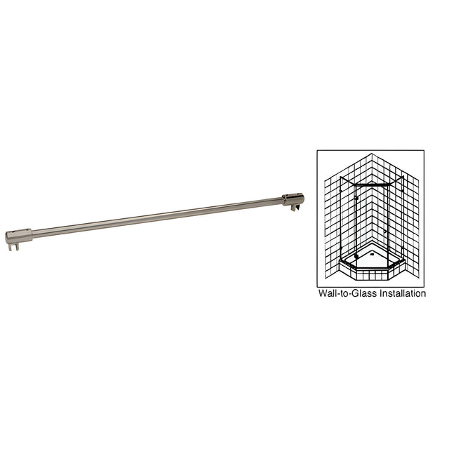 CRL Brushed Nickel 51" Sleeve-Over Glass-To-Glass Support Bar for 3/8" to 1/2" Thick Glass