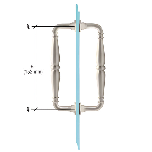 CRL Brushed Nickel 6" Victorian Style Back-to-Back Pull Handle