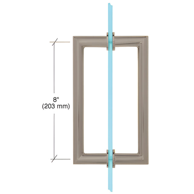 CRL Brushed Nickel 8" MT Series Round Tubing Mitered Corner Back-to-Back Pull Handle