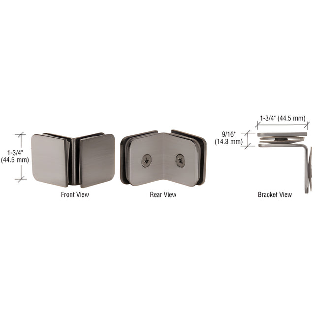 CRL Brushed Nickel 90 Degree Junior Traditional Style Glass Clamp for 1/4" Glass