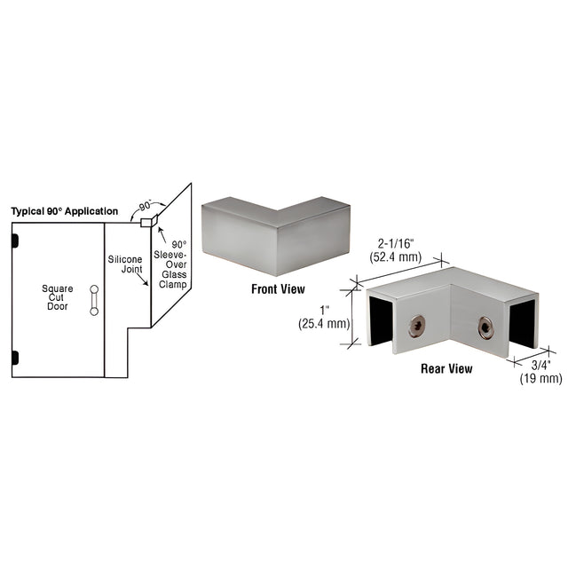 CRL Brushed Nickel 90 Degree "Sleeve Over" Glass Clamp