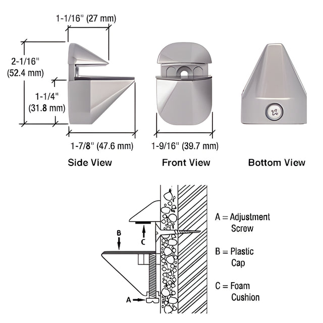CRL Brushed Nickel Adjustable Shelf Clamp