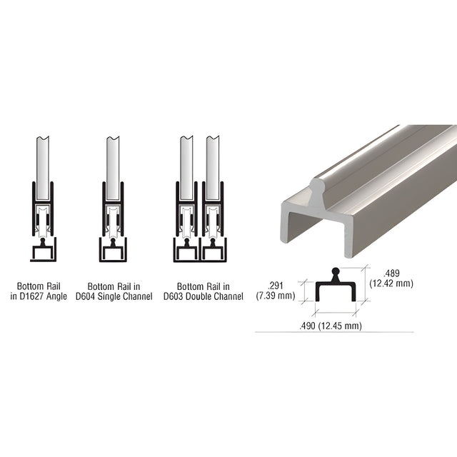 CRL Brushed Nickel Aluminum Single Bottom Rail