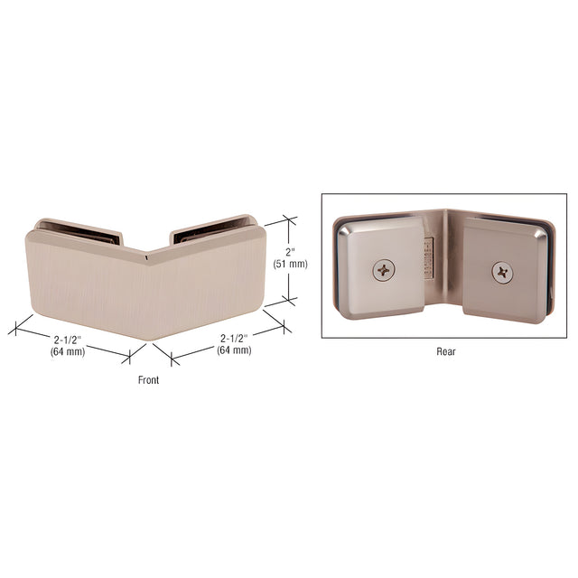 CRL Brushed Nickel Beveled 135º Glass-to-Glass Clamp
