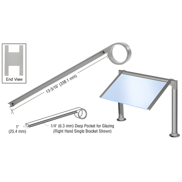 CRL Brushed Nickel Center Single Faced Sneeze Guard Bracket for 2" Tubing