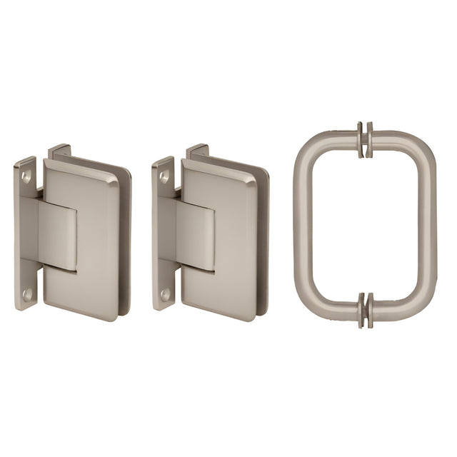 CRL Brushed Nickel Cologne 037 Hinge and Shower Pull Handle Set
