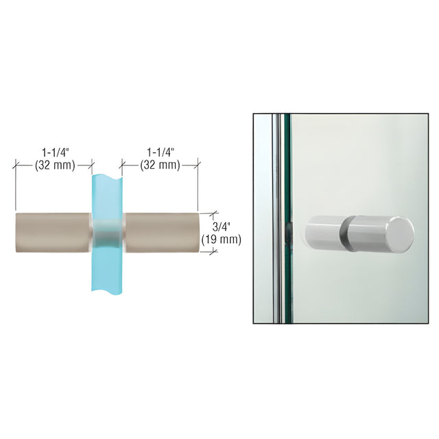 CRL Brushed Nickel Cylinder Style Back-to-Back Shower Door Knobs