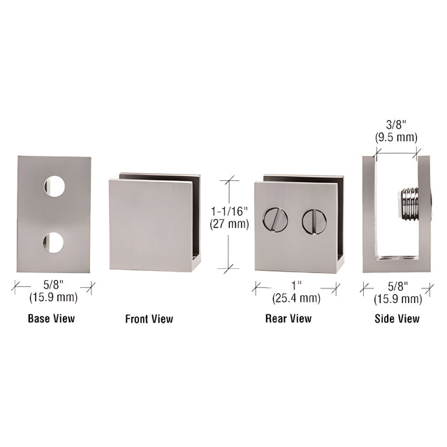 CRL Brushed Nickel Double Set Screw Clamp for 1/4" to 5/16" Glass
