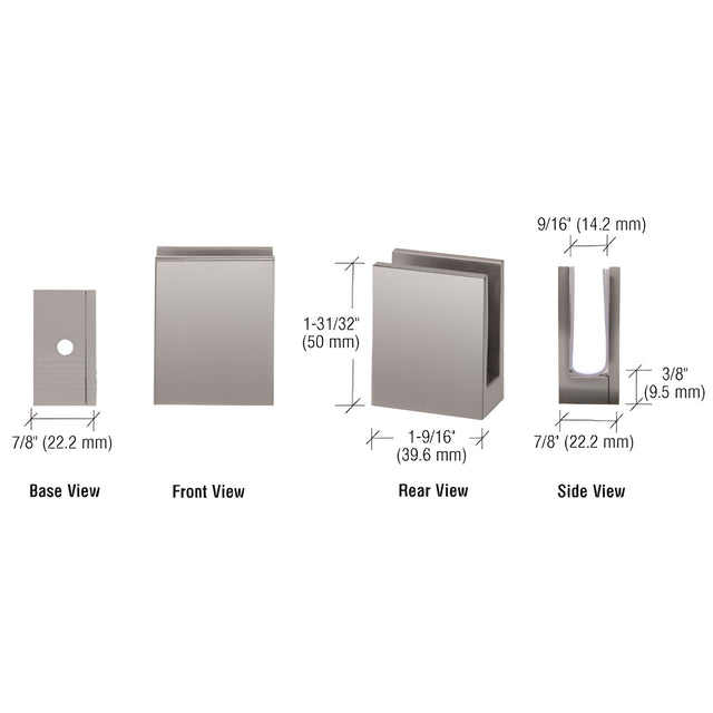 CRL Brushed Nickel Face Plate Clamp for 3/8" to 1/2" Glass