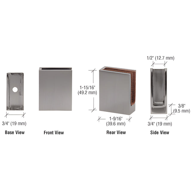 CRL Brushed Nickel Fixed Plate Corner Clamp for 1/4" to 3/8" Glass