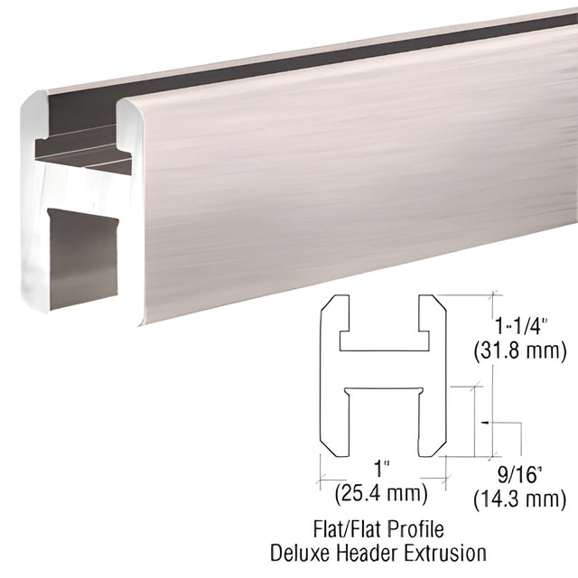 CRL Brushed Nickel Flat/Flat Profile Deluxe Shower Door Header Kit - 95"