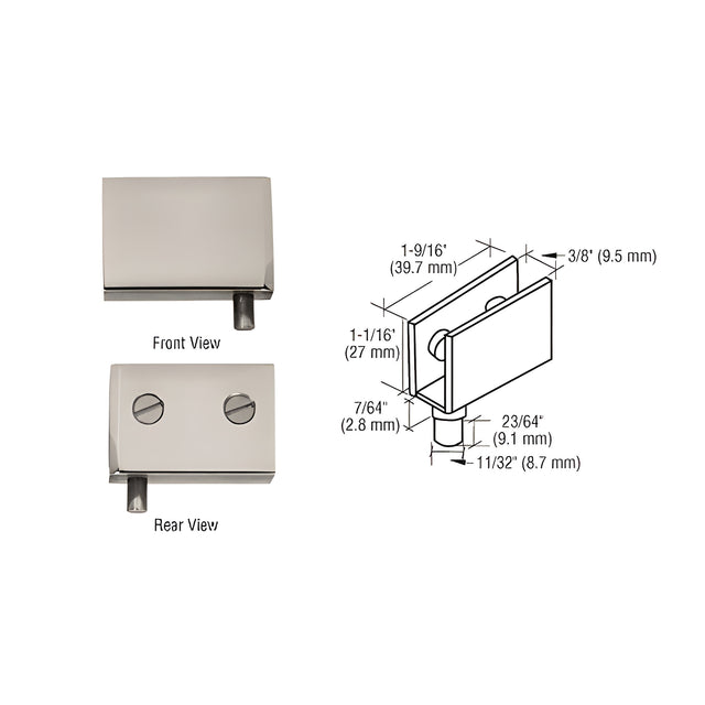 CRL Brushed Nickel Glass Door Pivot Hinges