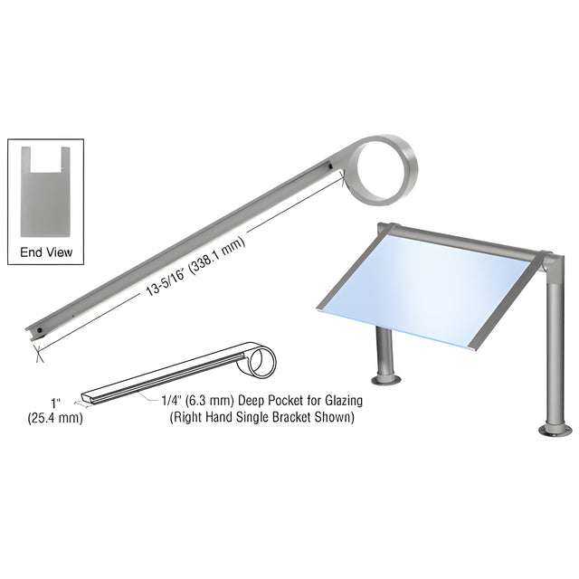CRL Brushed Nickel Left Hand Single Faced Sneeze Guard Bracket for 2" Tubing