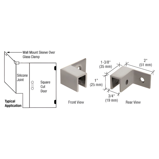 CRL Brushed Nickel Left Hand "Sleeve Over" Wall Mount Glass Clamp