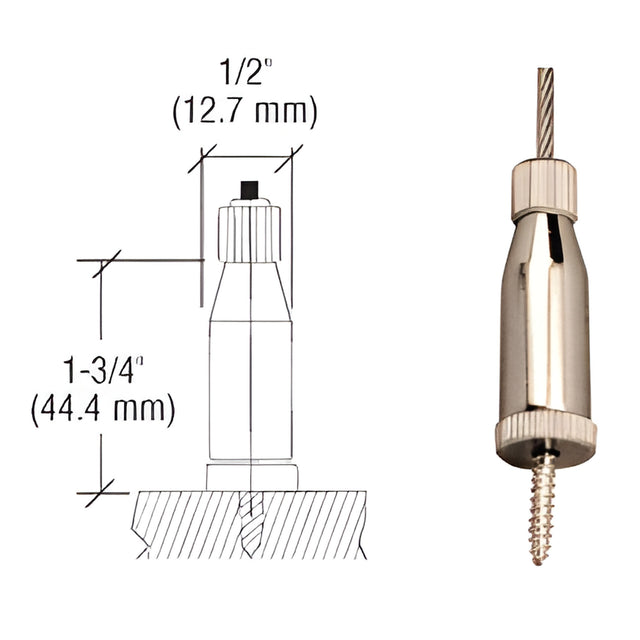 CRL Brushed Nickel Long Round Floor Base Fitting for Cable Display System
