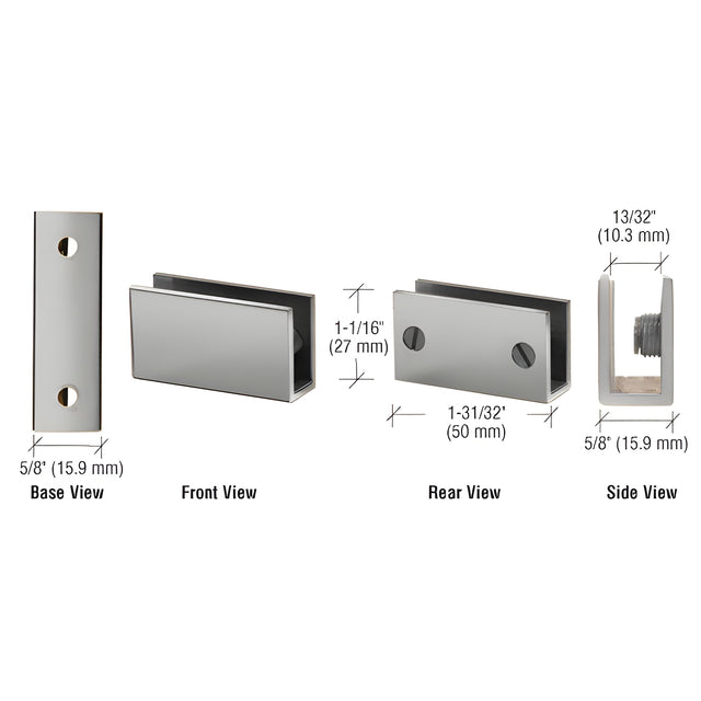 CRL Brushed Nickel Long Set Screw Clamp for 1/4" to 5/16" Glass