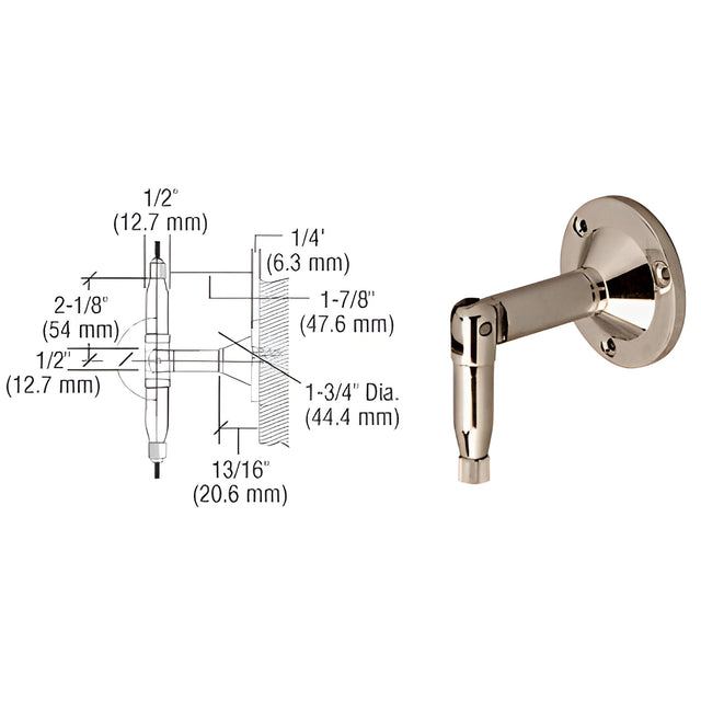 CRL Brushed Nickel Plated Hanger Pipe Base Fittings for Cable Display System