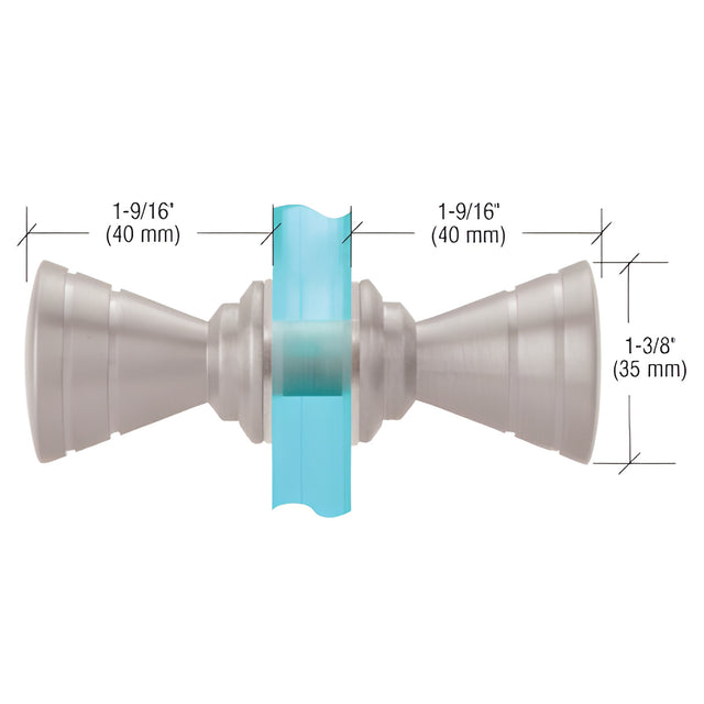 CRL Brushed Nickel Ribbed Bow-Tie Style Back-to-Back Knobs