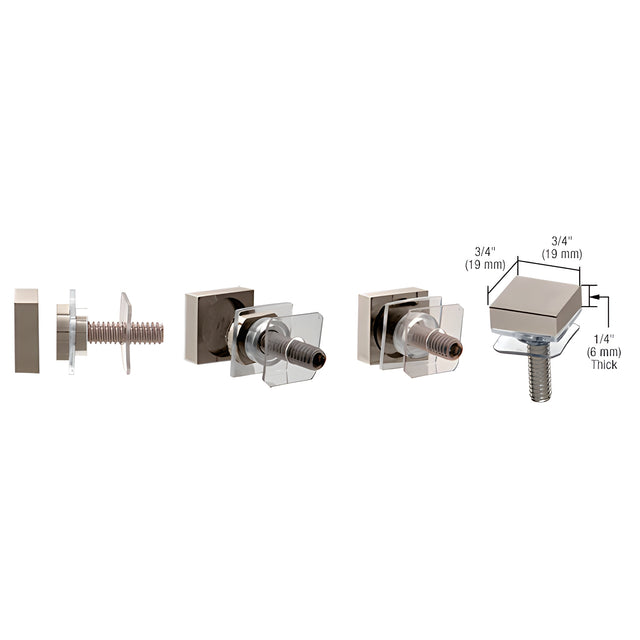CRL Brushed Nickel SQ Washer/Stud Replacement Set