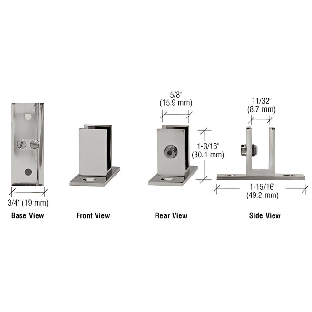 CRL Brushed Nickel Short Leg Set Screw Clamp for 1/4" to 5/16" Glass
