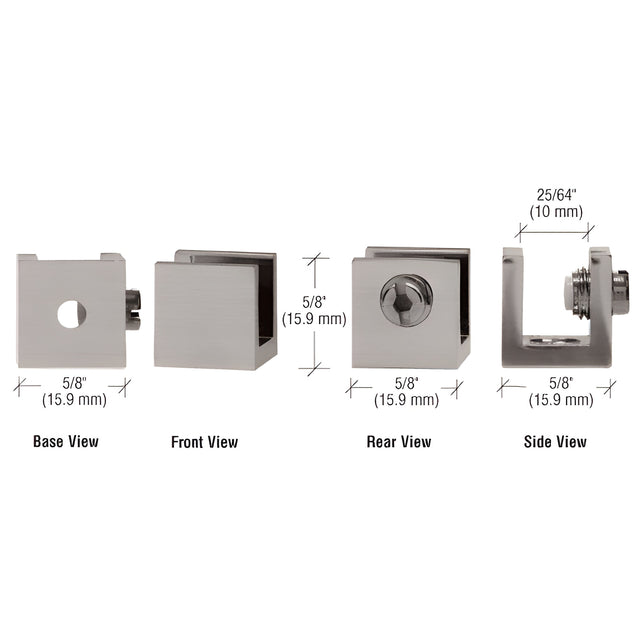 CRL Brushed Nickel Small Set Screw Clamp for 1/4" to 5/16" Glass - 10/Pk