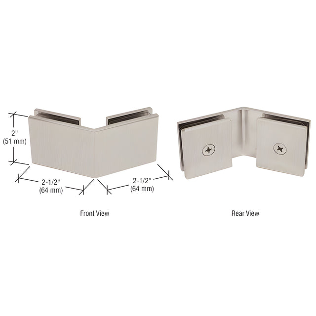 CRL Brushed Nickel Square 135 Degree Glass-to-Glass Clamp