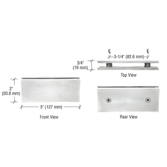 CRL Brushed Nickel Square 180 Degree Glass-to-Glass Clamp