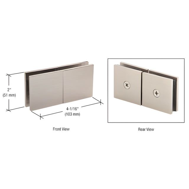 CRL Brushed Nickel Square 180 Degree Glass-to-Glass Movable Transom Clamp