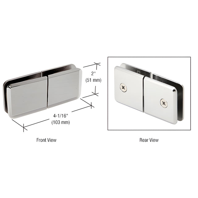 CRL Brushed Nickel Square Beveled 180º Glass-to-Glass Movable Transom Clamp
