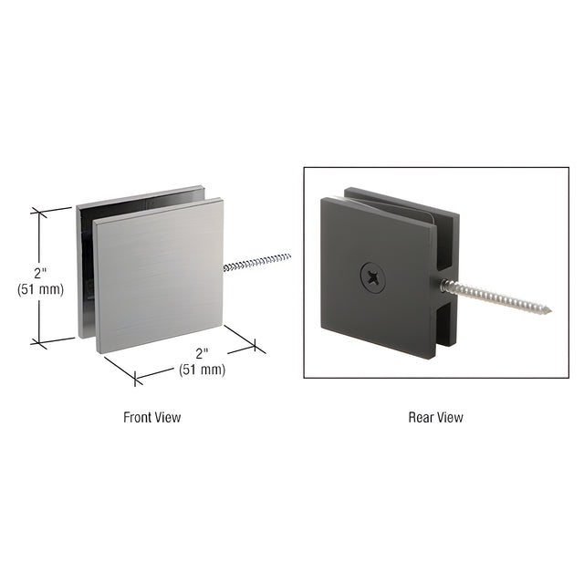 CRL Brushed Nickel Square Wall Mount Movable Transom Clamp