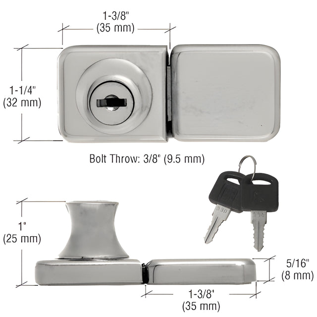 CRL Brushed Nickel UV Bond Classic Series Glass Door Lock and Keeper for Double Doors - Keyed Alike
