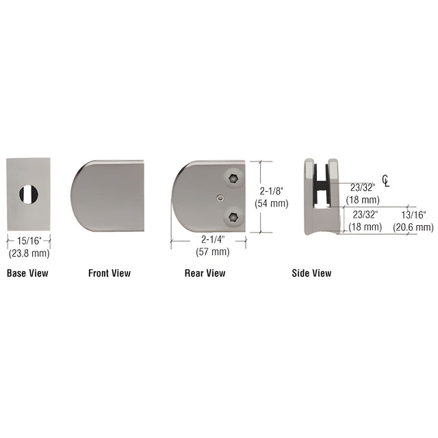 CRL Brushed Nickel Z-Series Large Round Clamp for 1/4" Glass