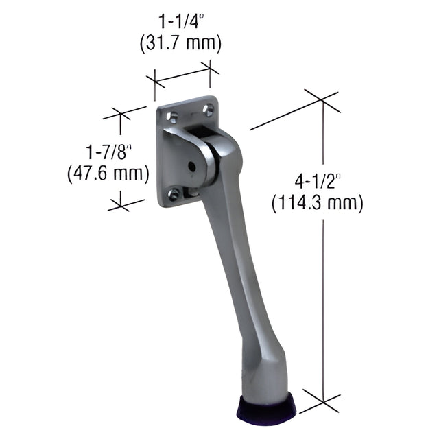 CRL Brushed Satin Chrome Door Mounted 4-1/2" Heavy-Duty Stop and Holder